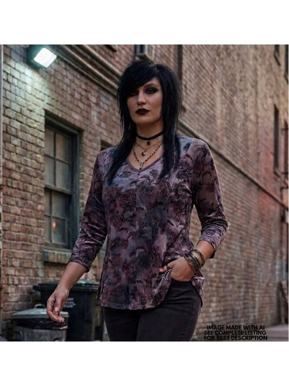 Y2K Velvet Flocked Whimsigoth Top S Stretch Oversized Tie Dye Witchy Goth Grunge